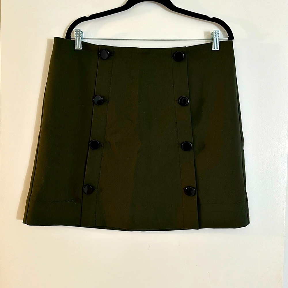 Olive Green military skirt with black buttons